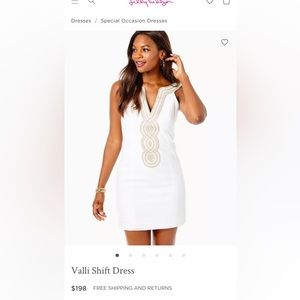 Lilly Pulitzer Valli Shift Dress Resort white with gold and silver